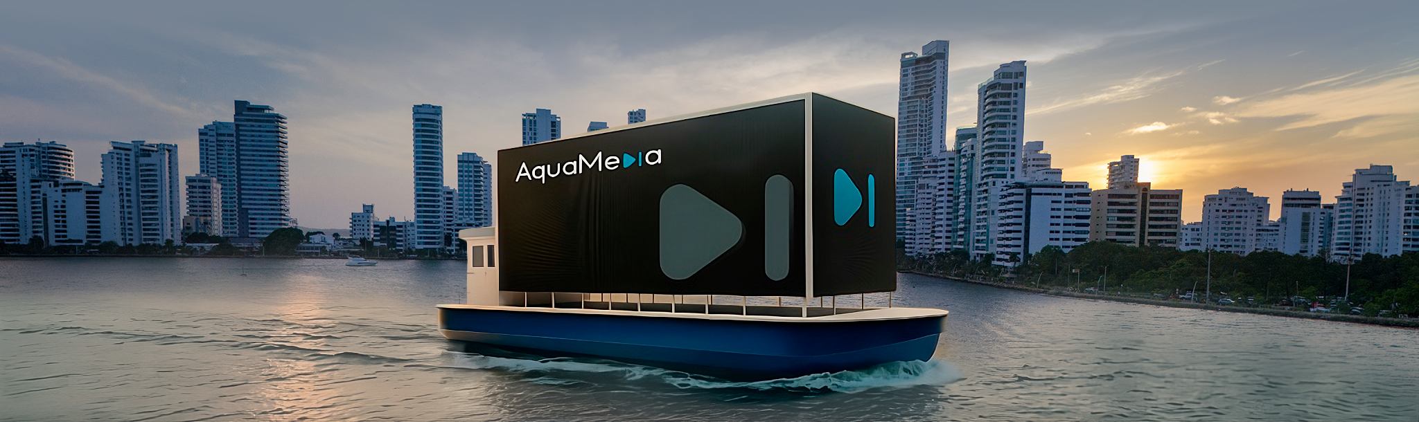 Digital Billboard Boat en Bahía de Cartagena